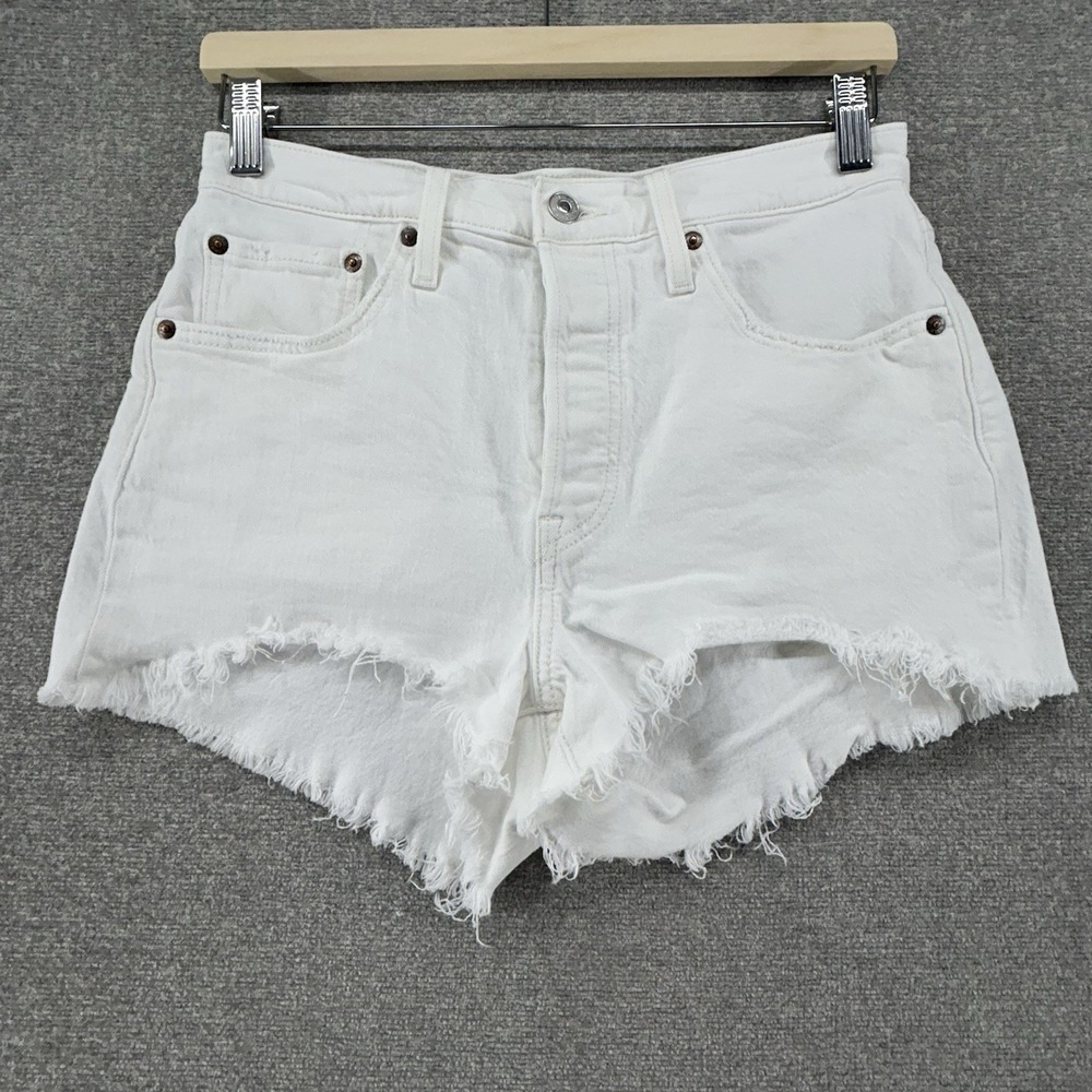 Levis 501 Cut Off Shorts Women Size 28 White Classic Button Fly Casual Summer